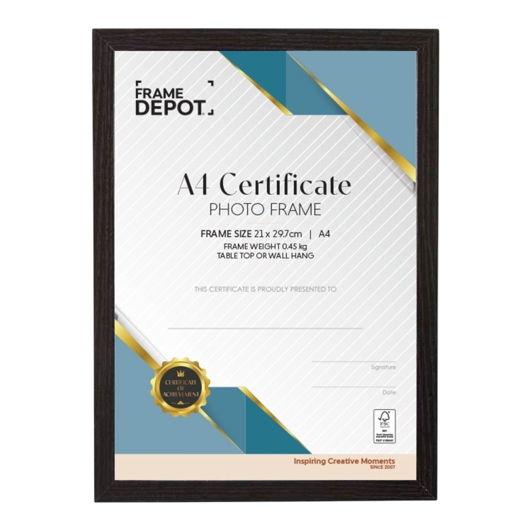 A4 Certificate Frame – Black Border