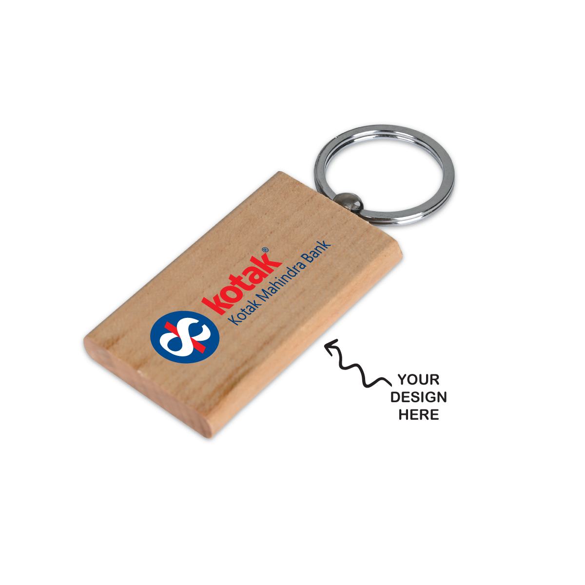Wooden Rectangle Keychain